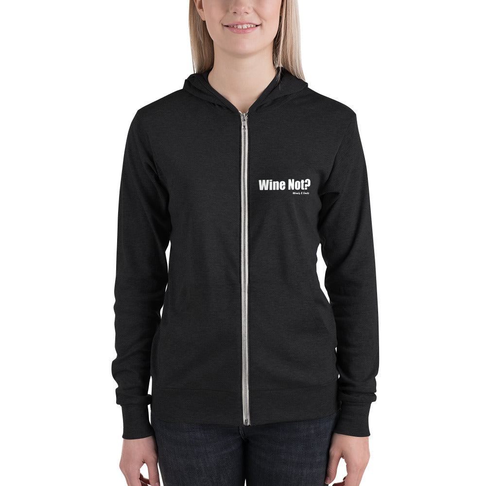 Wine Not? Unisex zip hoodie by Wine's & Line's