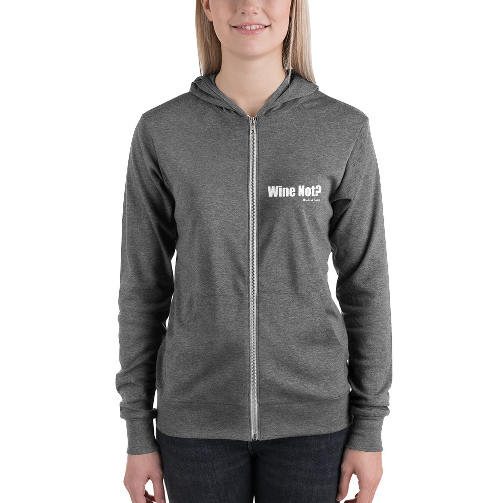 Wine Not? Unisex zip hoodie by Wine's & Line's